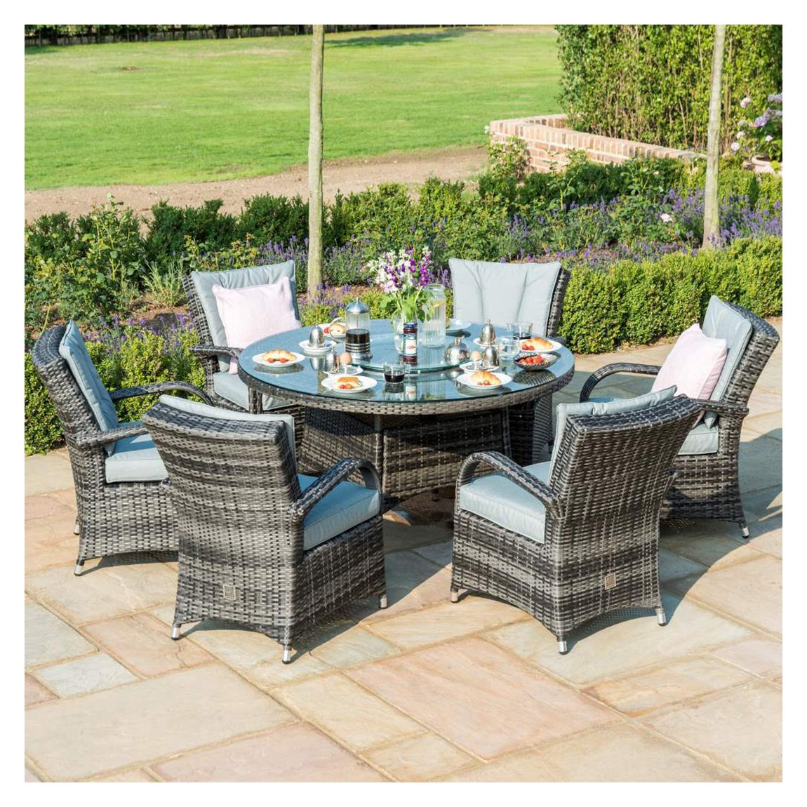 SAVE £404 - Texas 6 Seat Round Ice Bucket Dining Set with Lazy Susan / Grey main product photo