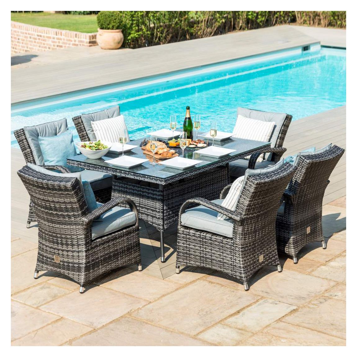 SAVE £400 - Texas 6 Seat Rectangle Ice Bucket Dining Set / Grey main product photo