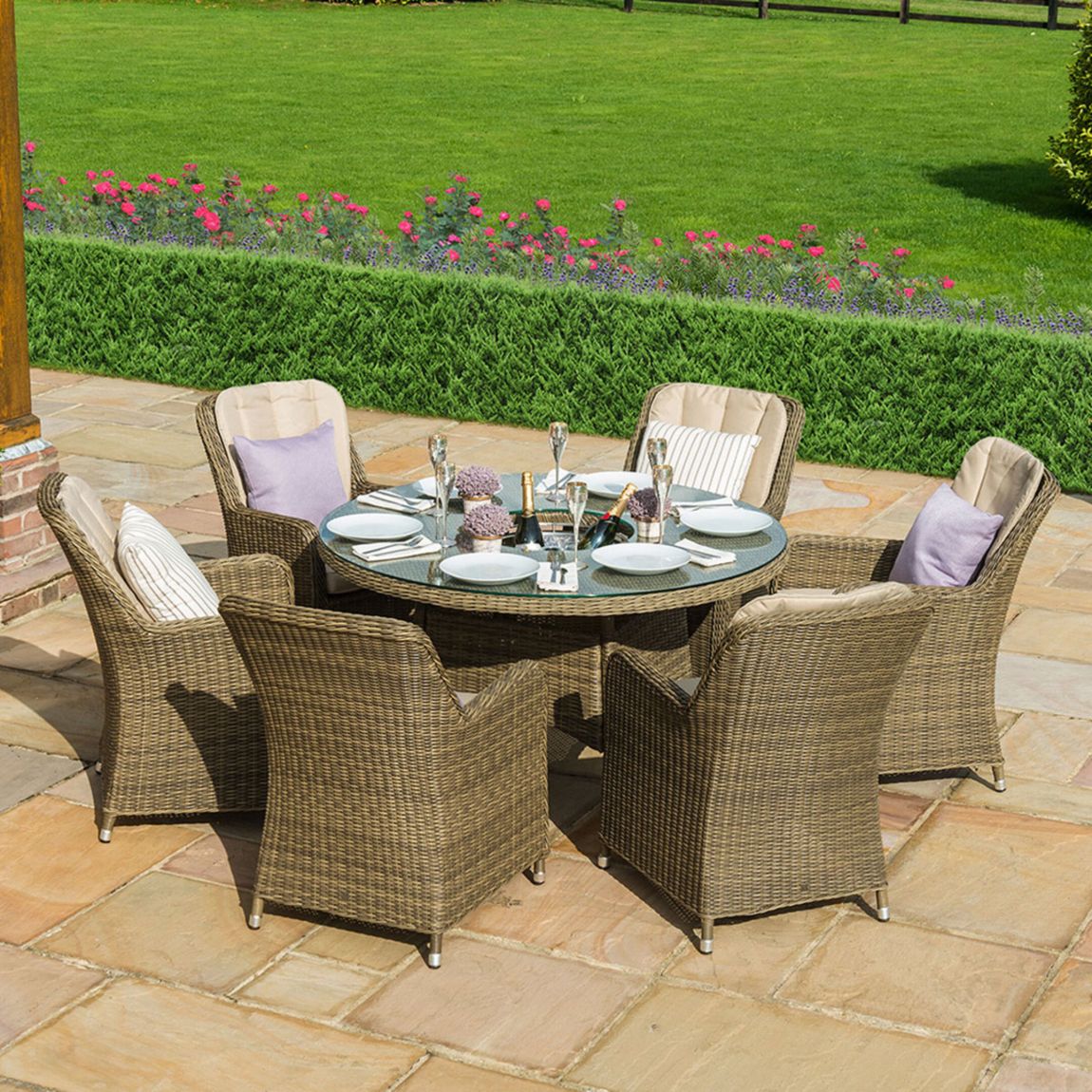 SAVE £350 - Winchester 6 Seat Round Ice Bucket Dining Set with Venice Chairs Lazy Susan main product photo