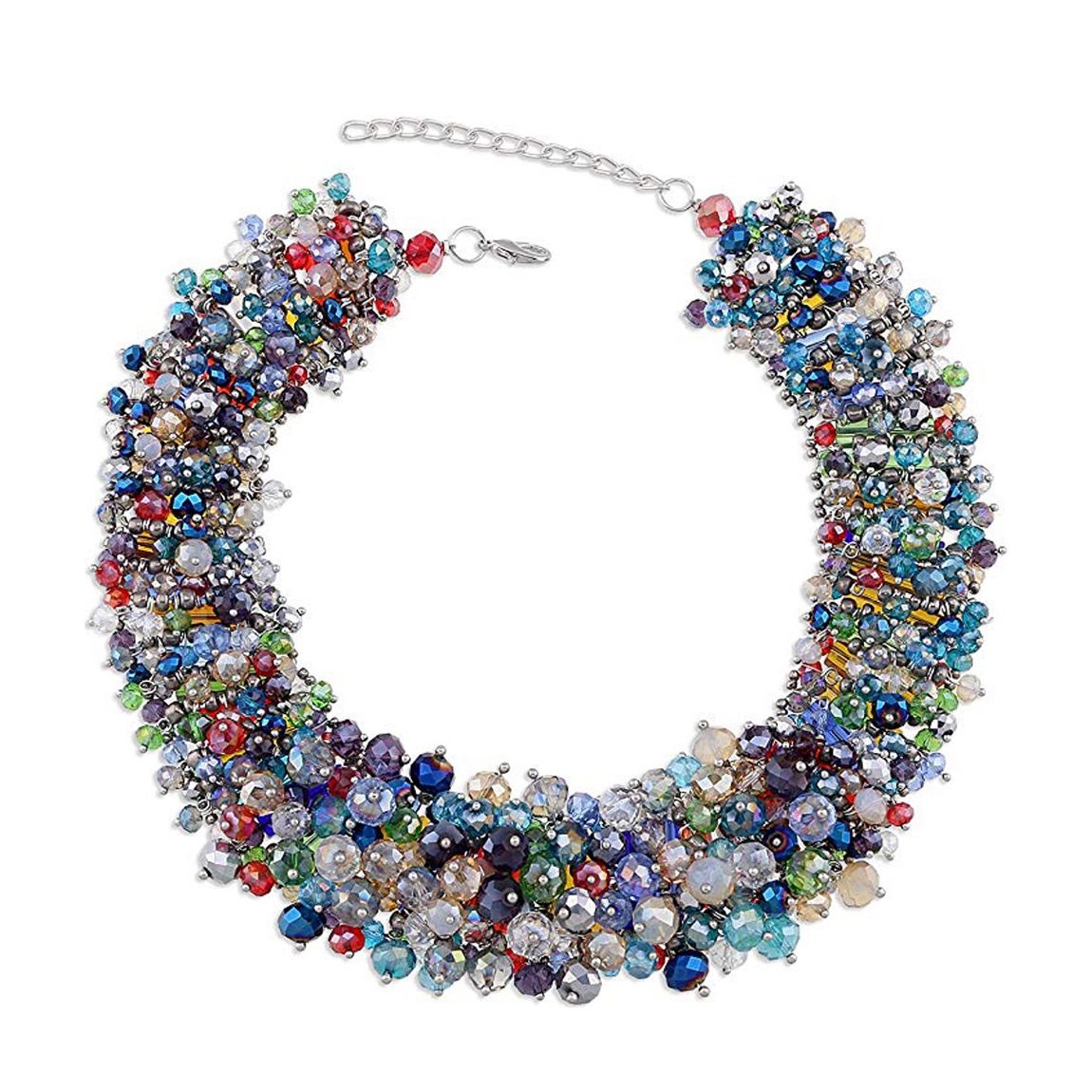 Silver Plated Multi colour Crystal Necklace main product photo