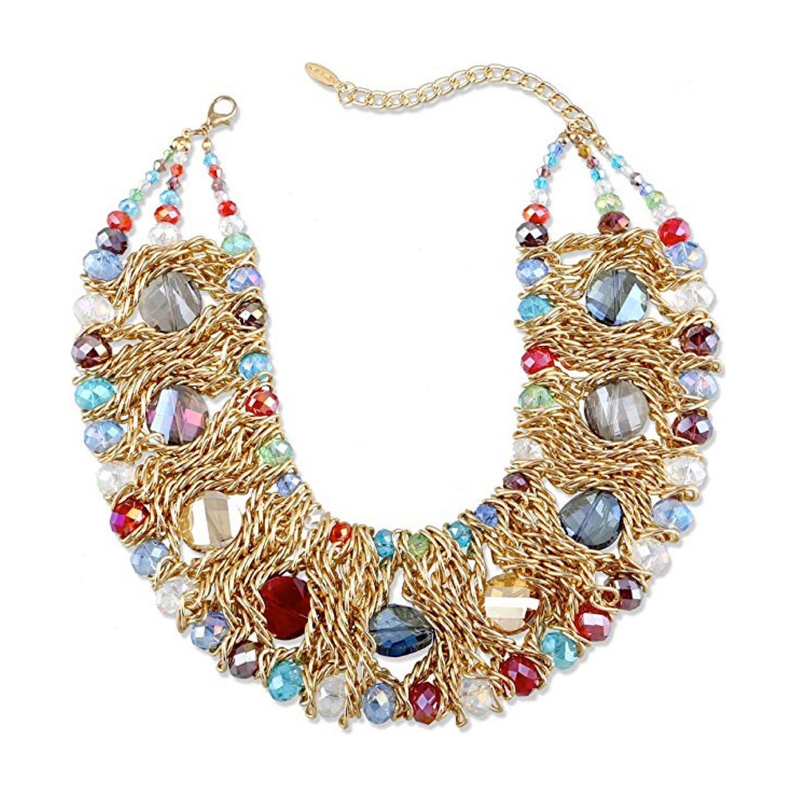 18K Gold Plated Multi Color Statement Necklace main product photo
