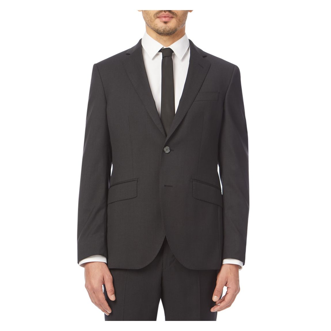 Charcoal Plain Twill Wool Jacket main product photo