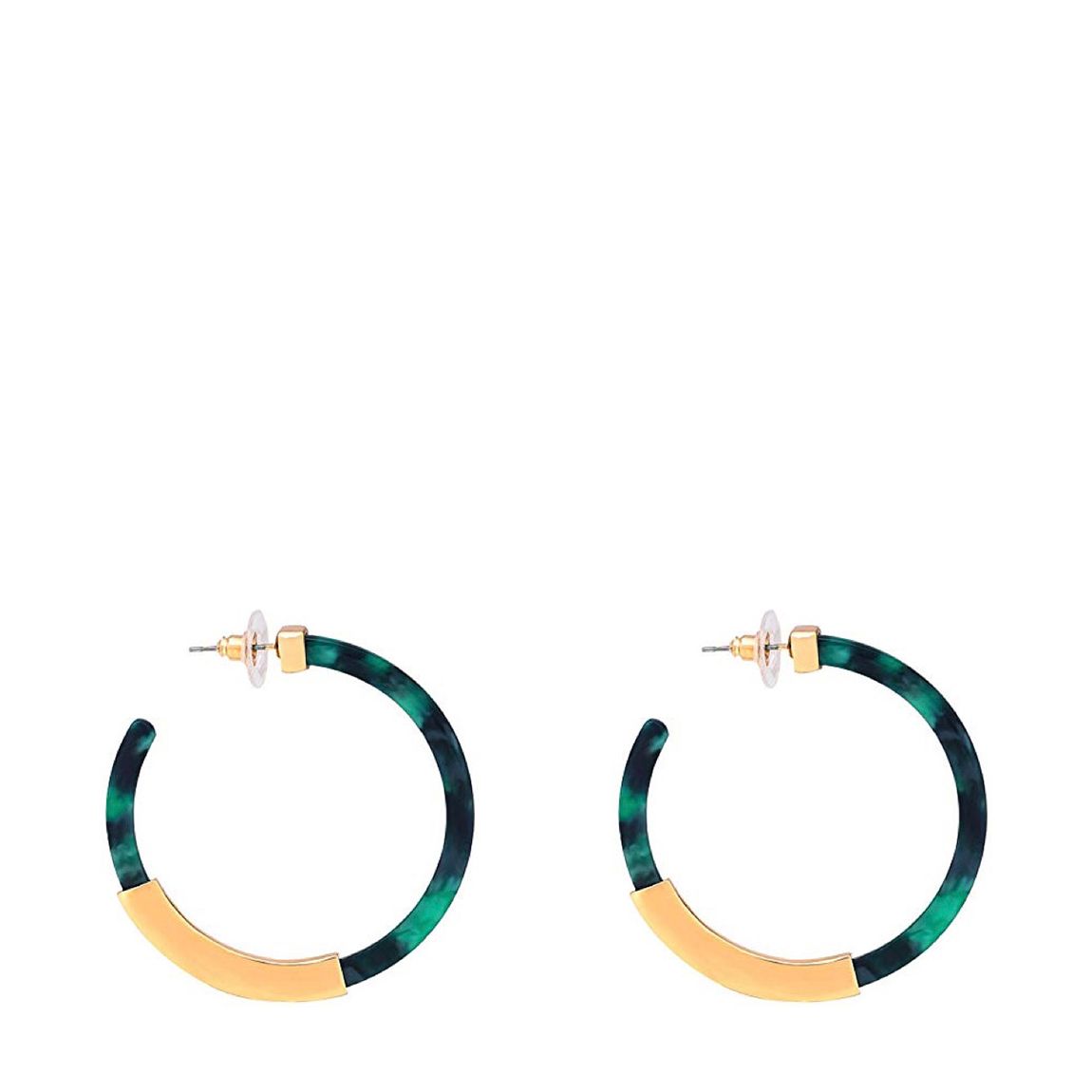 18K Gold Plated Green Shell Hoop Earrings main product photo