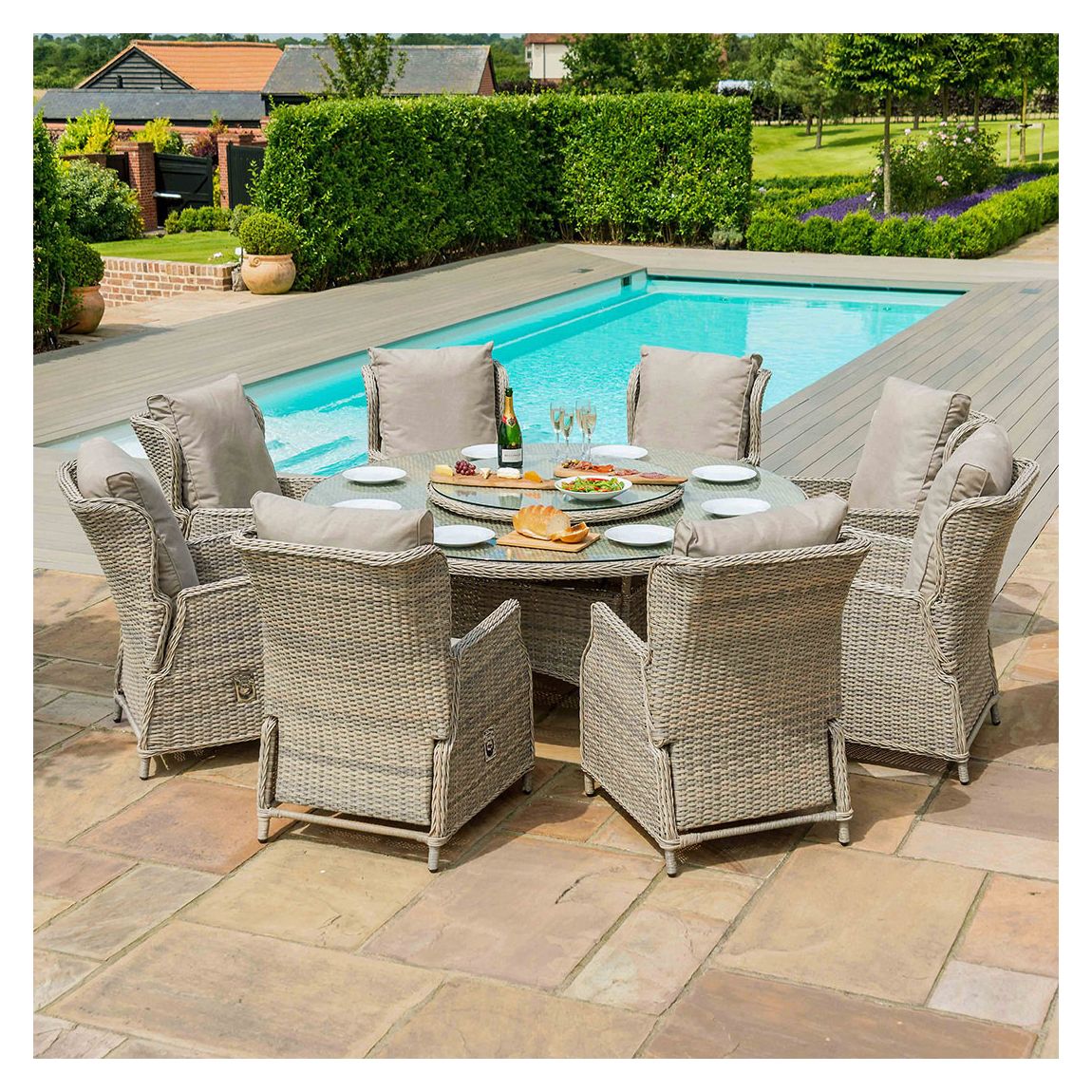 SAVE £1050 - Cotswold Reclining 8 Seat Round Dining Set main product photo