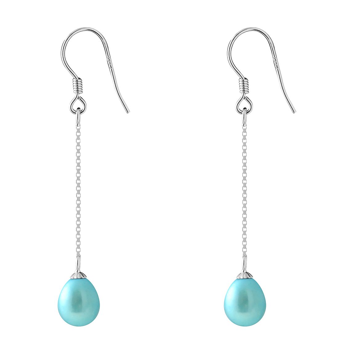 Turquoise Blue Pearl Earrings 7-8mm main product photo
