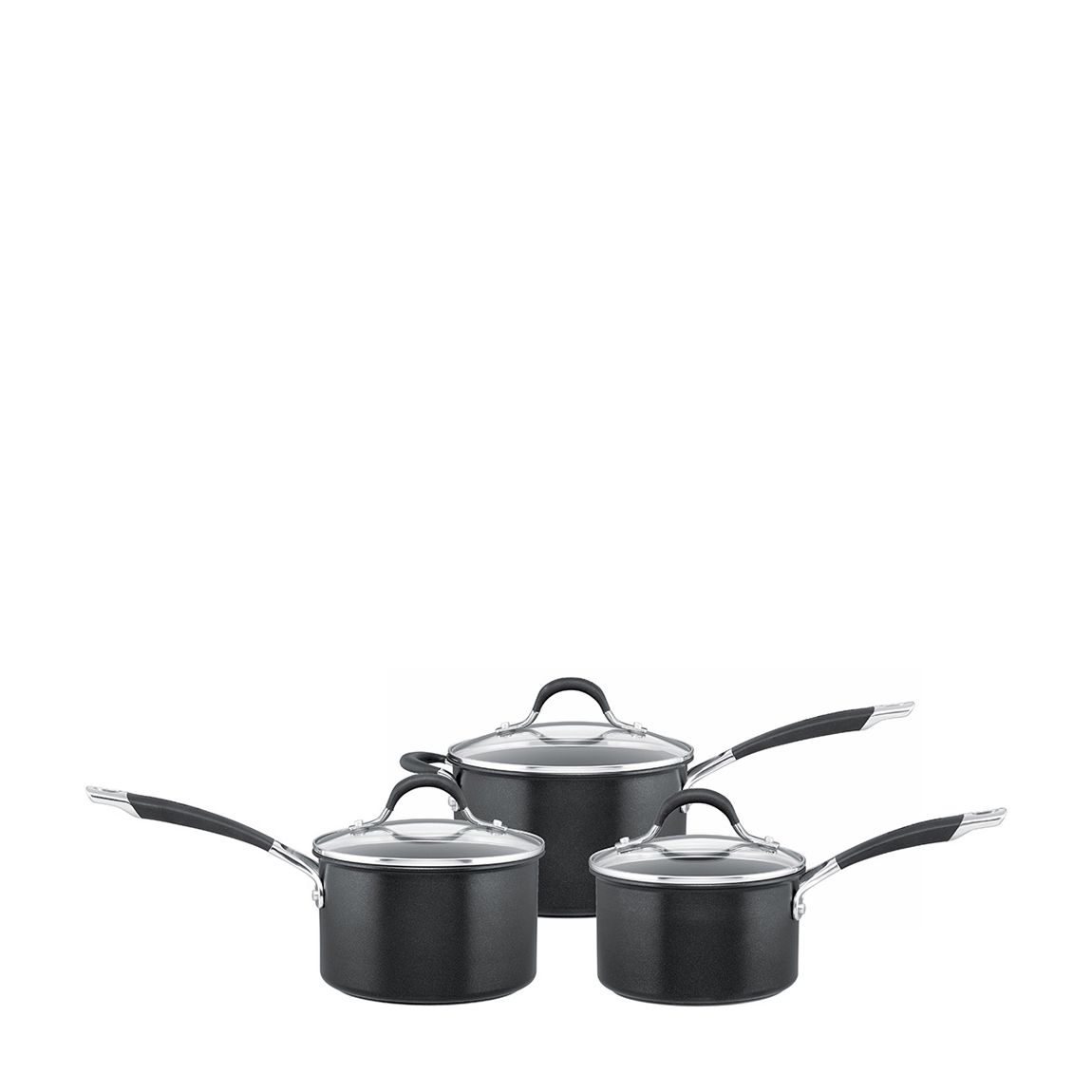 Set of 3 Momentum Hard Anodised Saucepan Set main product photo