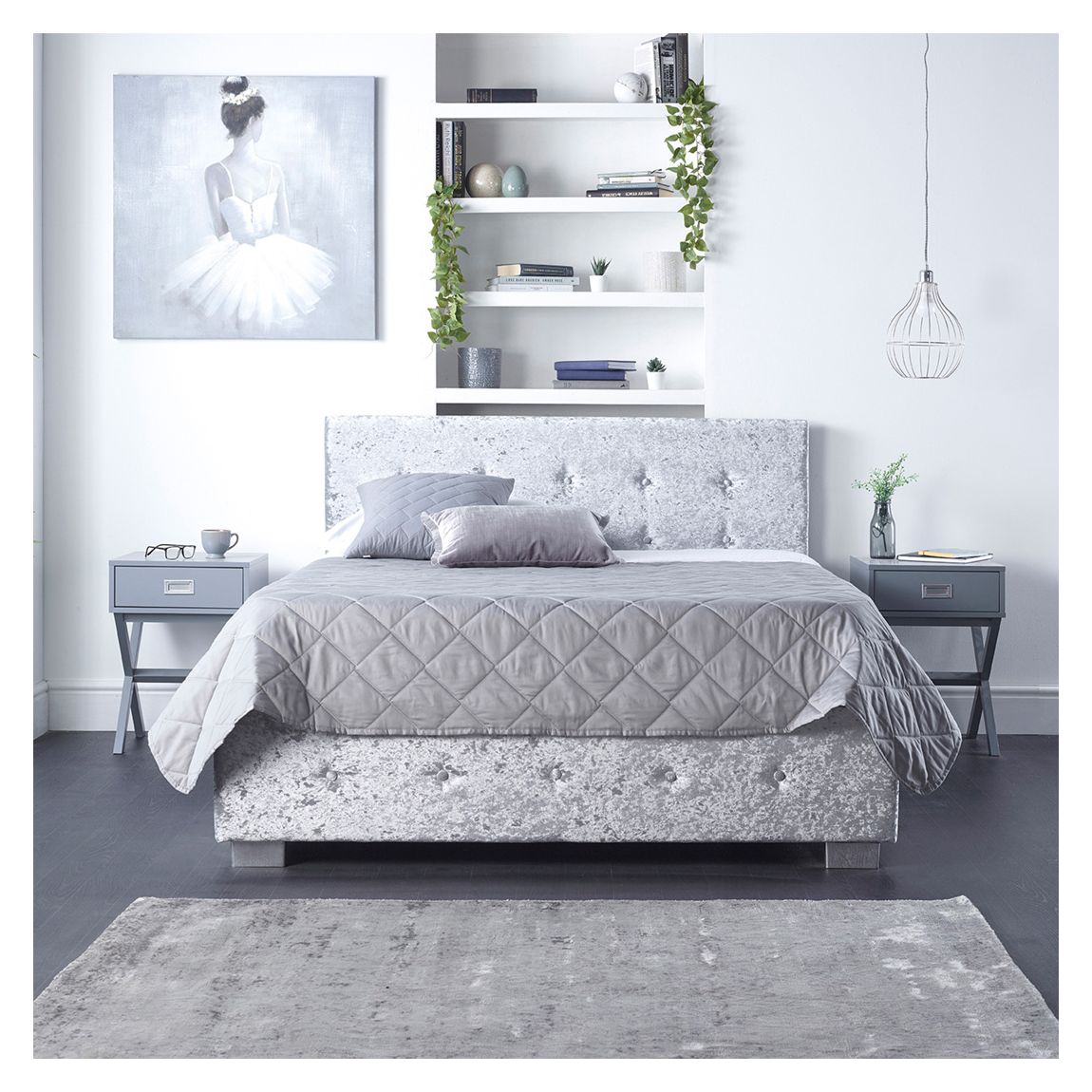 Side Opening King Ottoman, Silver main product photo
