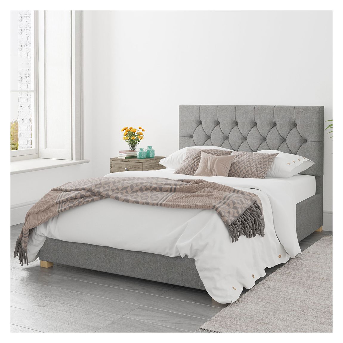 Olivier Grey King Eire Linen Ottoman Bed main product photo