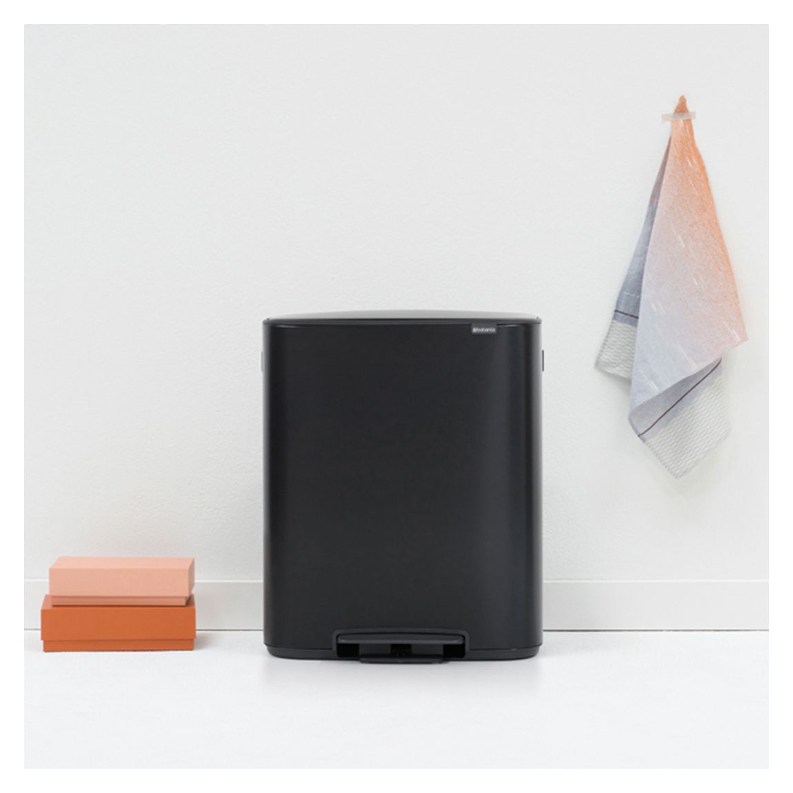 Matt Black Bo Pedal Bin, 2 x 30L main product photo