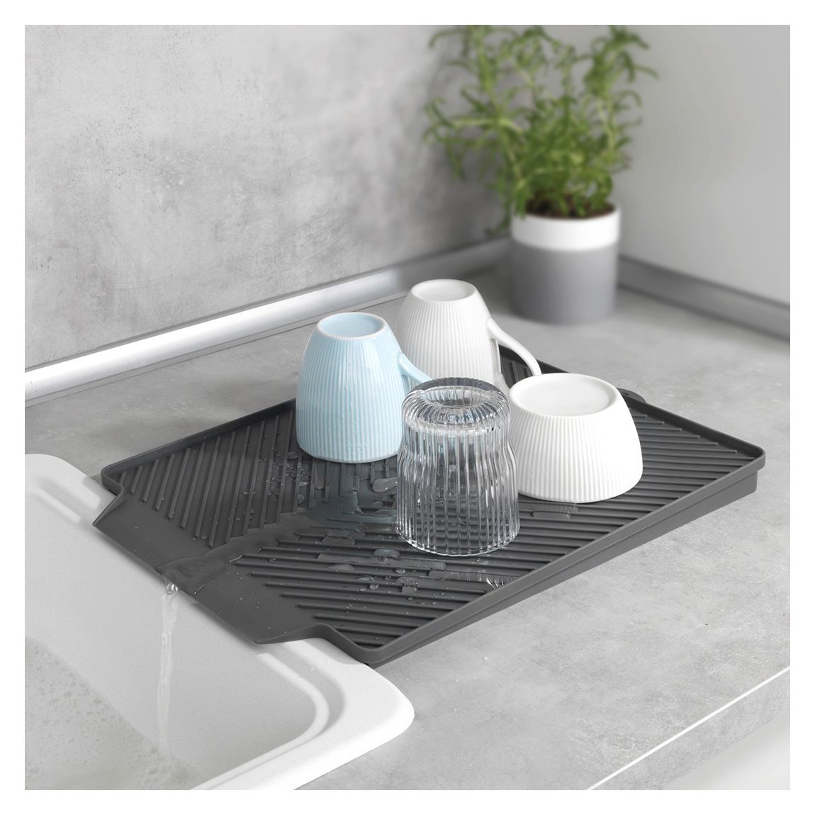 Grey Linea Draining Mat, 40x30x3cm main product photo