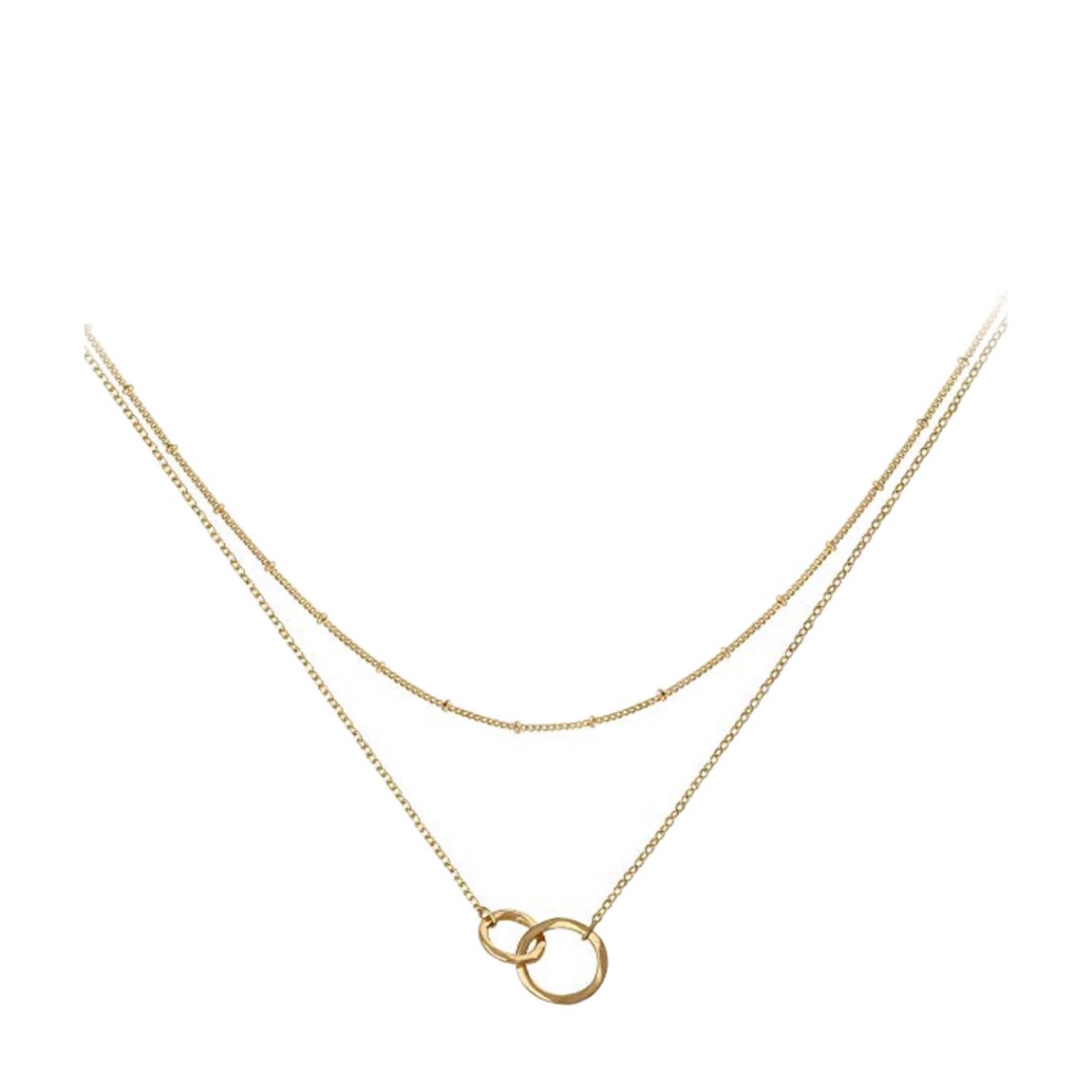 Gold Double Ring Necklace main product photo
