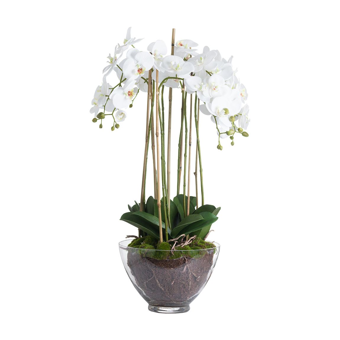 Faux Large White Orchid In Glass Pot main product photo