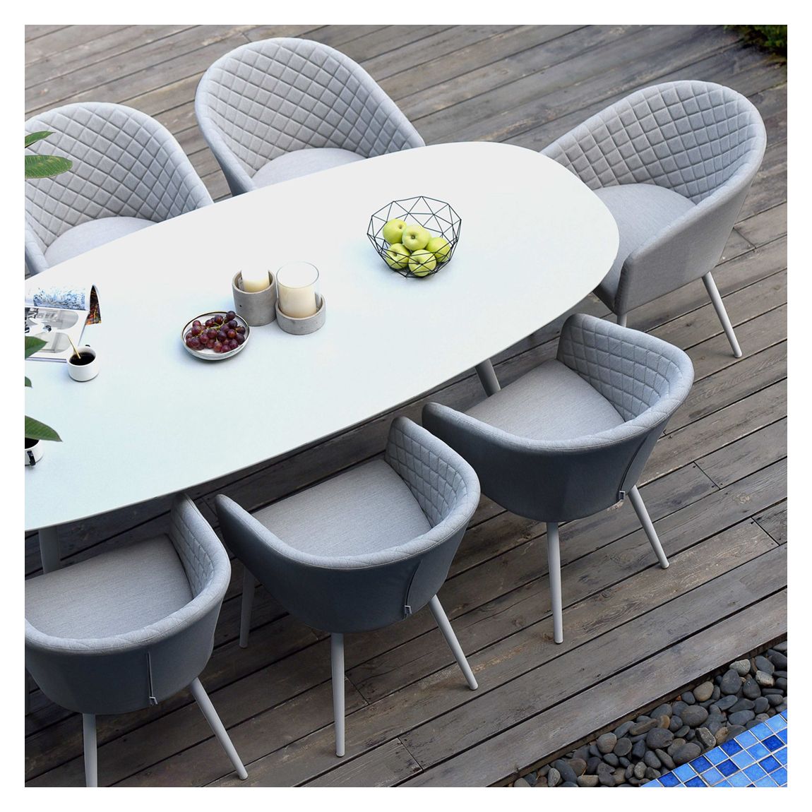 SAVE £944 - Ambition 8 Seat Oval Dining Set, Lead Chine main product photo