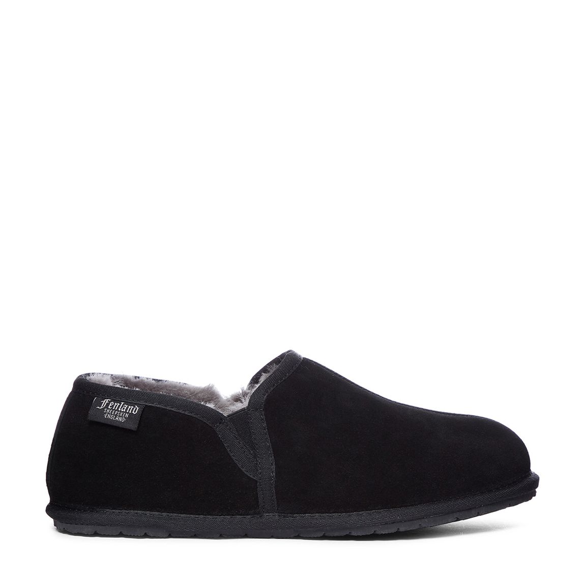 Men's Black Suede Sheepskin Slip On Slipper main product photo