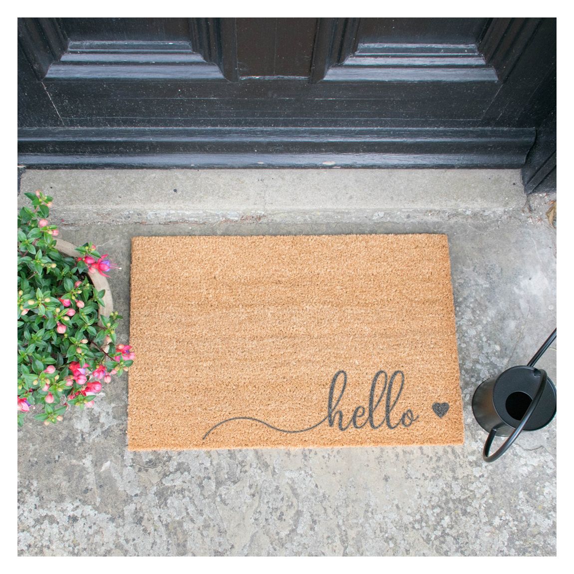 Hello Scribble Heart Grey Doormat main product photo