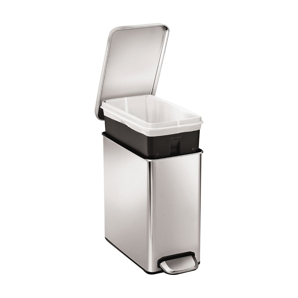Brushed Steel Profile Pedal Bin, 10L main product photo