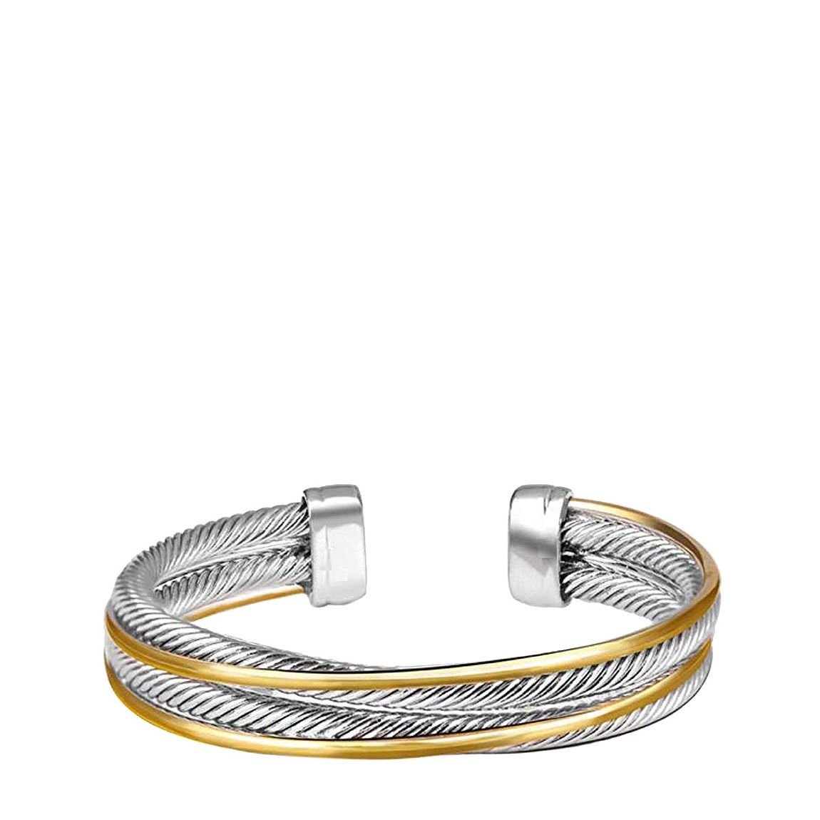 18K Gold & Silver Two Tone Embelished Cuff Bangle main product photo