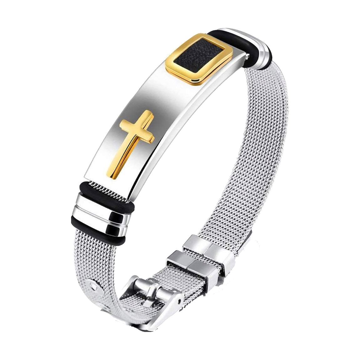 18K Gold Plated Two Tone Cable Cross Bangle Bracelet main product photo