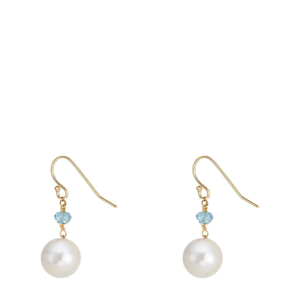 18K Gold Blue Topaz Pearl Drop Earrings main product photo