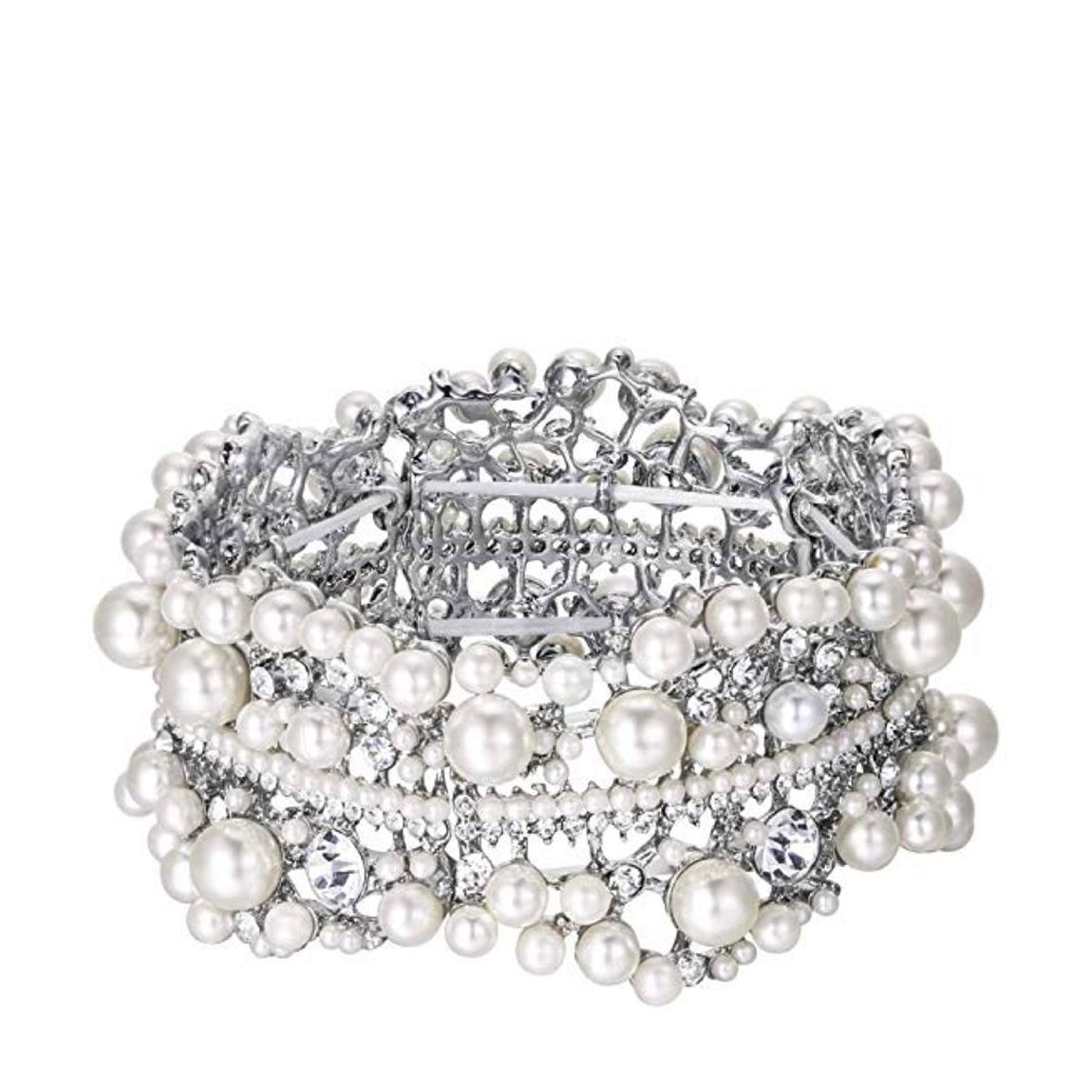 Silver Pearl & Crystal Bracelet main product photo