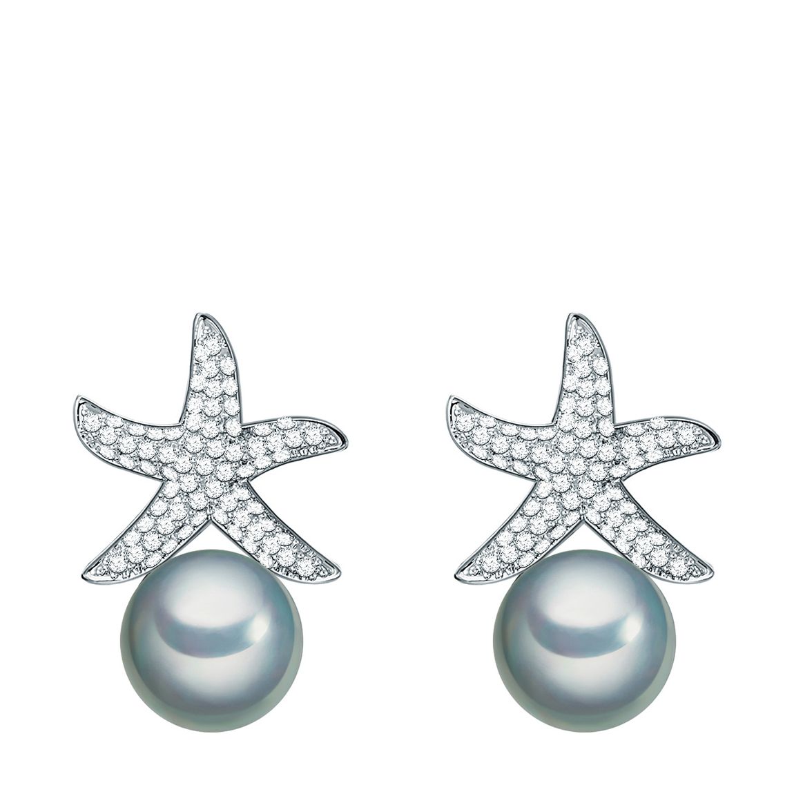 Silver/Blue Pearl Starfish Earrings main product photo