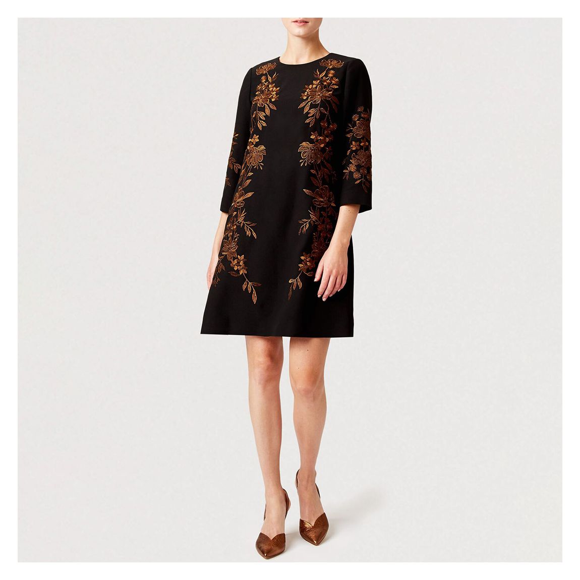 Black/Orange Lynn Embroidered Dress
