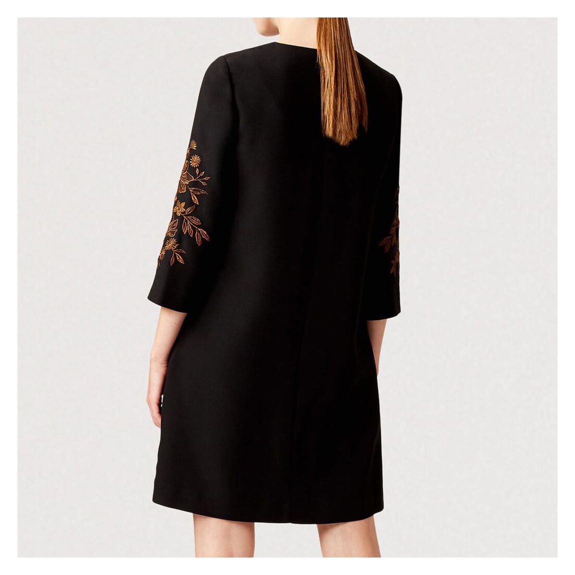 Black/Orange Lynn Embroidered Dress