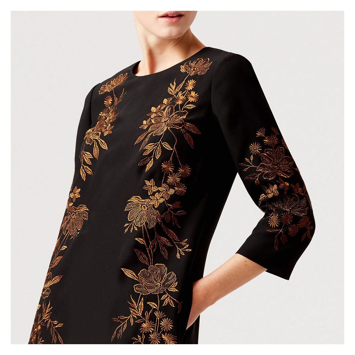 Black/Orange Lynn Embroidered Dress