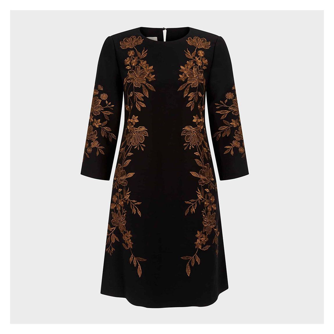 Black/Orange Lynn Embroidered Dress