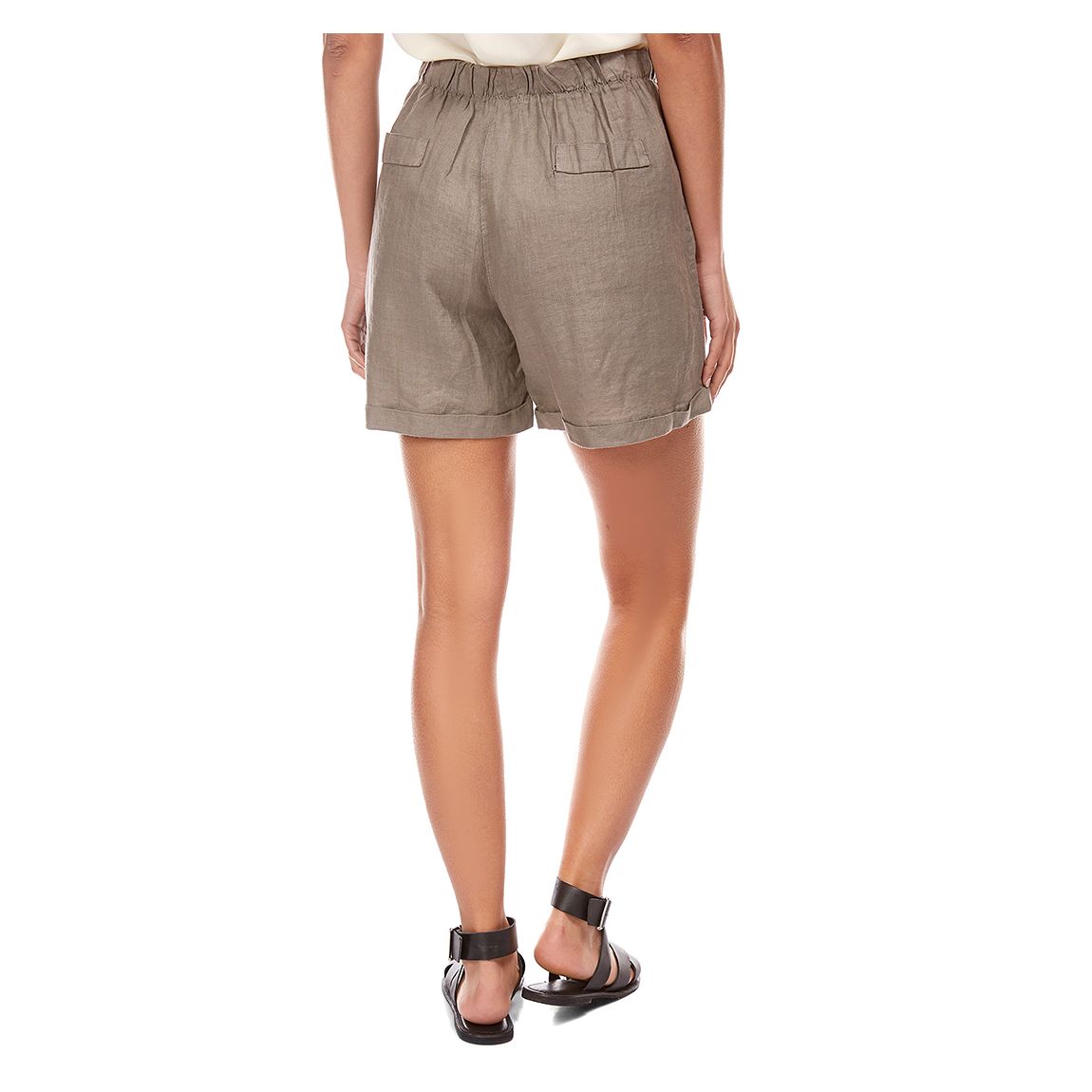 Taupe Tie Waist Linen Short main product photo