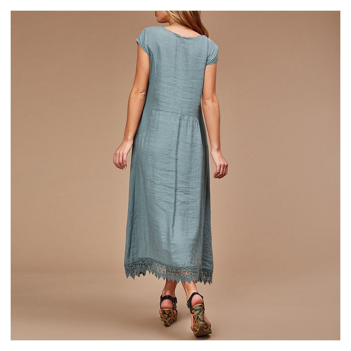 Khaki Linen Maxi Dress main product photo