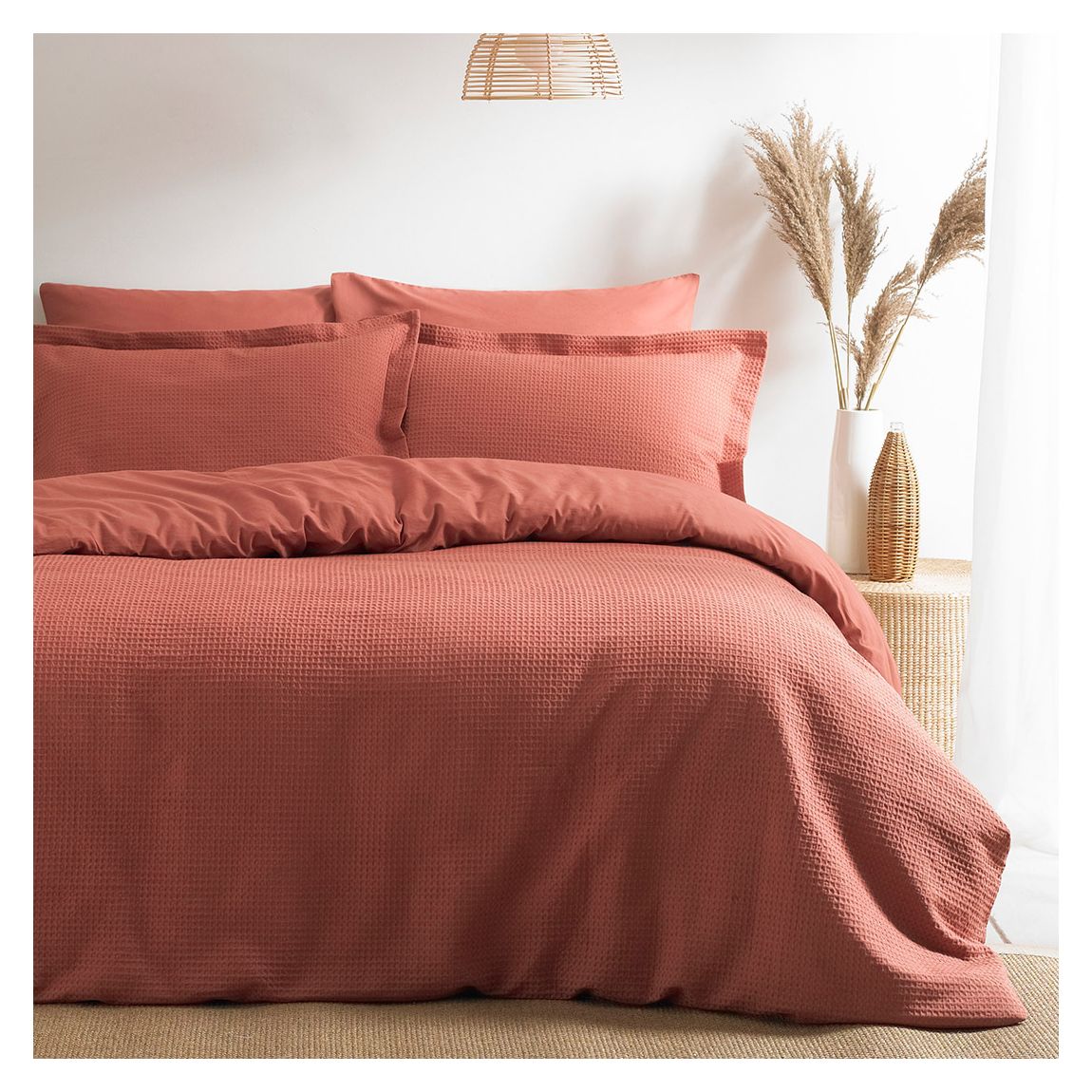 Waffle King Duvet Cover Set, Red Clay main product photo