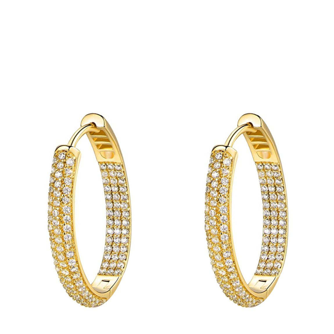 18K Gold Plated Multi Row Cz Hoop Earrings main product photo