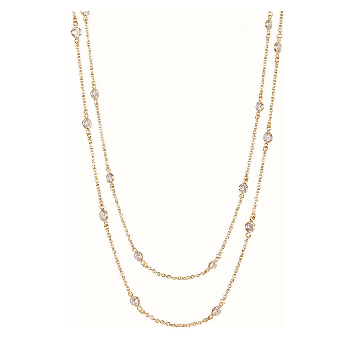 18K Gold Station CZ Long Necklace main product photo