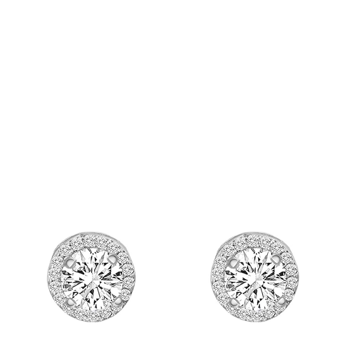 Sterling Silver Plated Halo Cz Stud Earrings main product photo