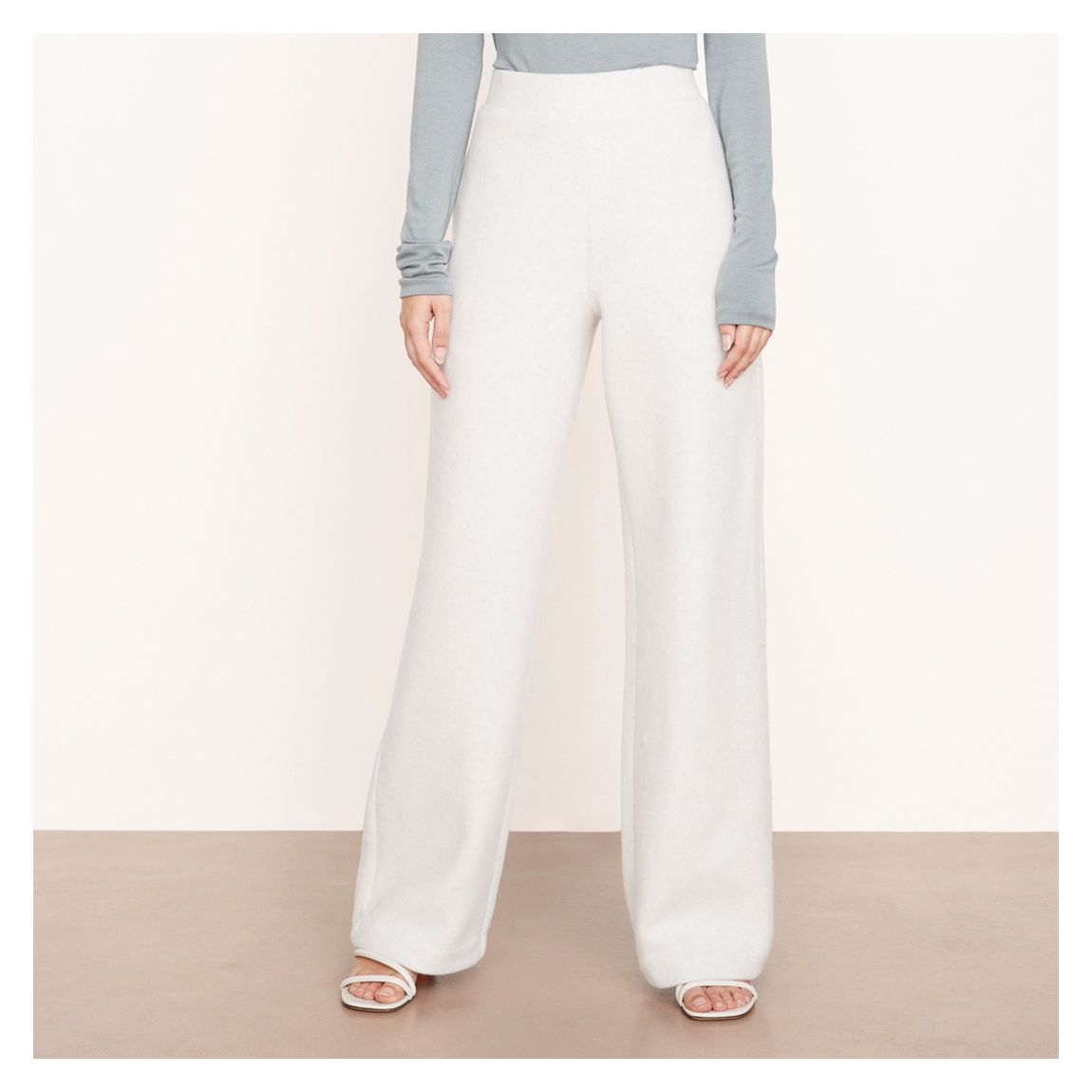 White Wide Leg Cotton Blend Trousers main product photo