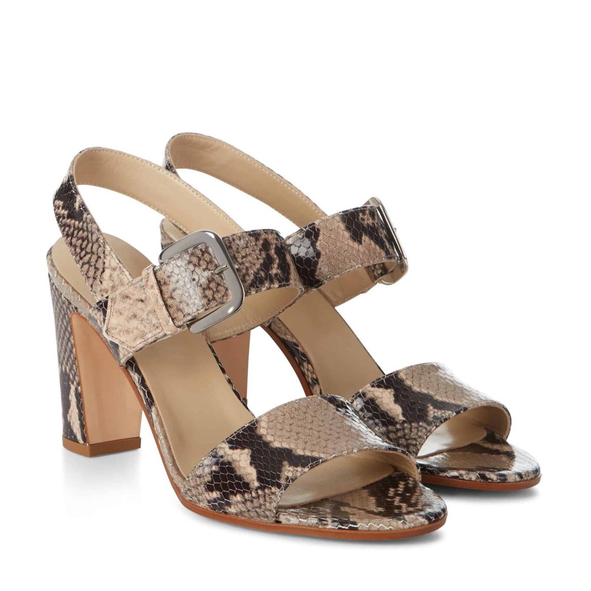 Tan Snake Print Rhiannon Leather Heels main product photo