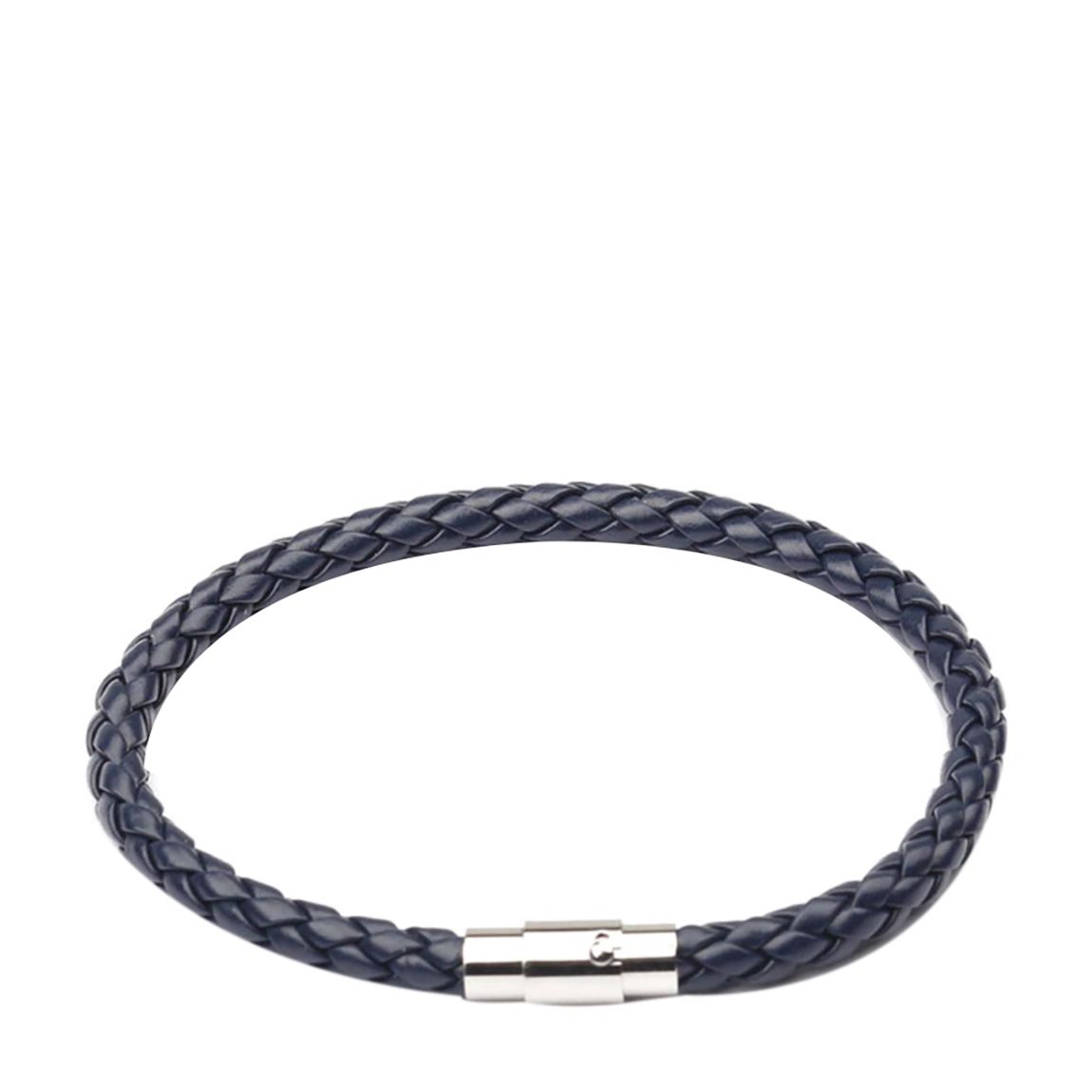 Silver Plated & Blue Leather Woven Bracelet main product photo