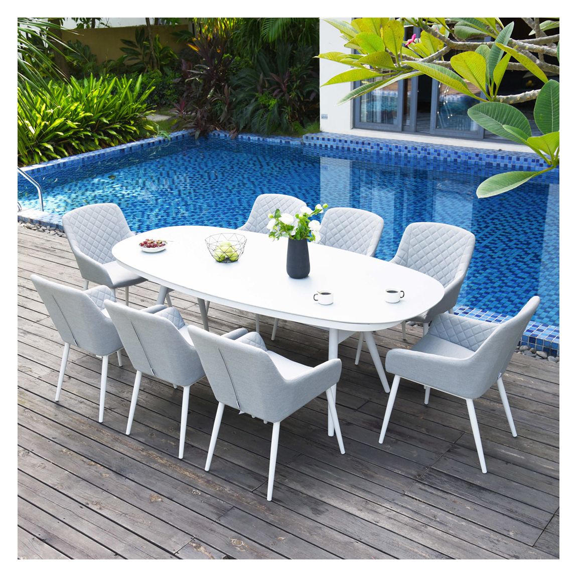 Zest 8 Seat Oval Dining Set / Lead Chine main product photo