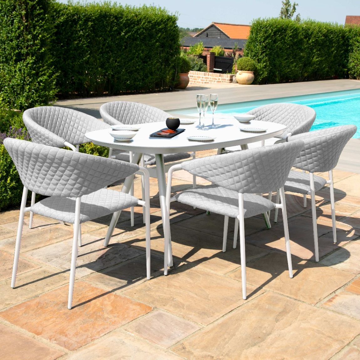 Pebble 6 Seat Oval Dining Set with free winter cover main product photo