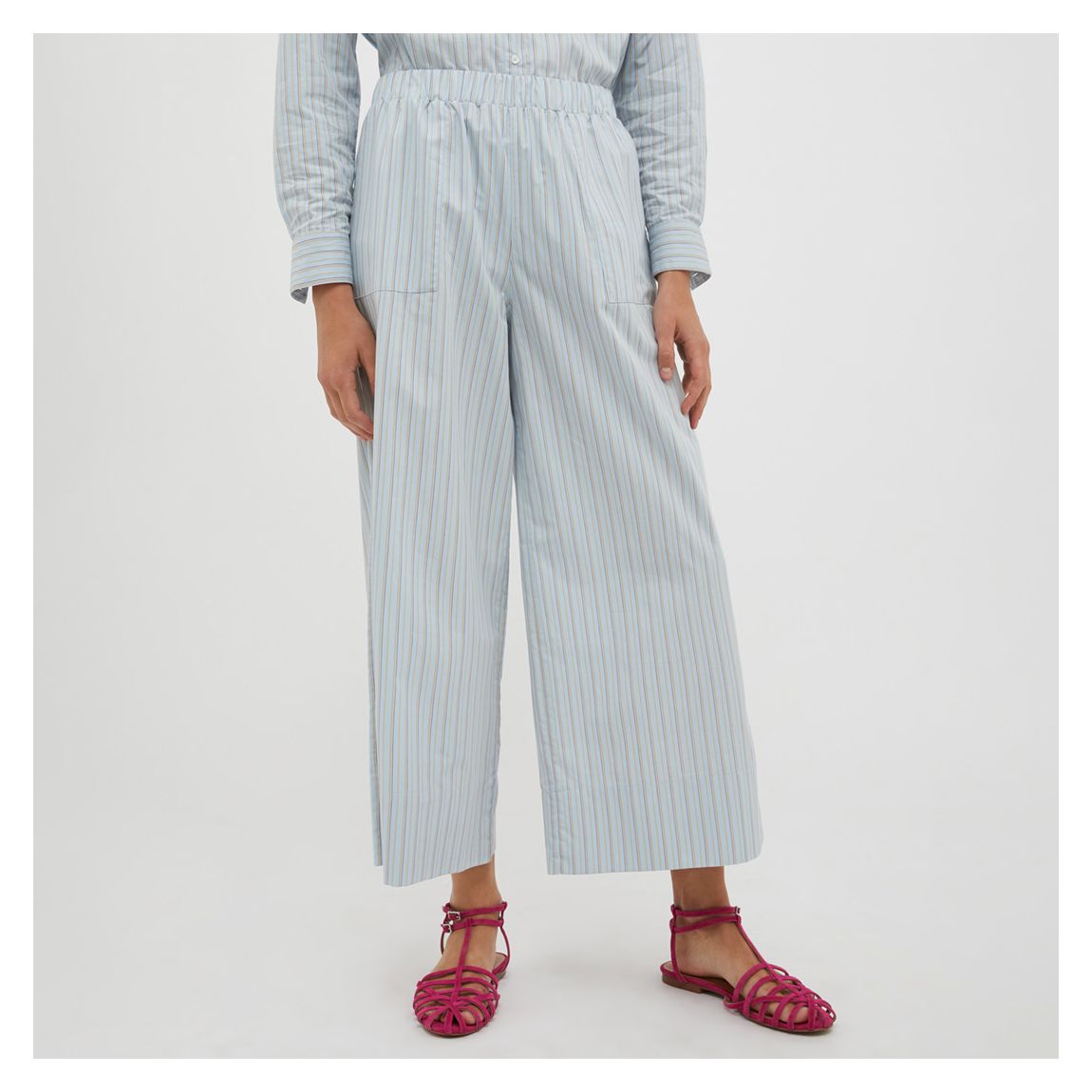 Blue Mascagni Stripe Cotton Trousers main product photo