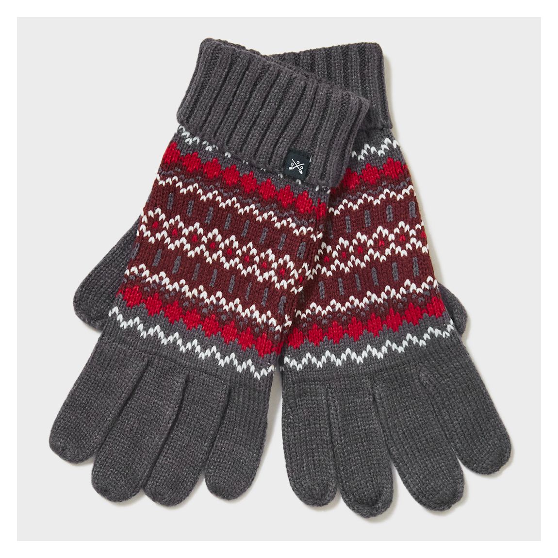 Grey/Red Fairisle Gloves main product photo