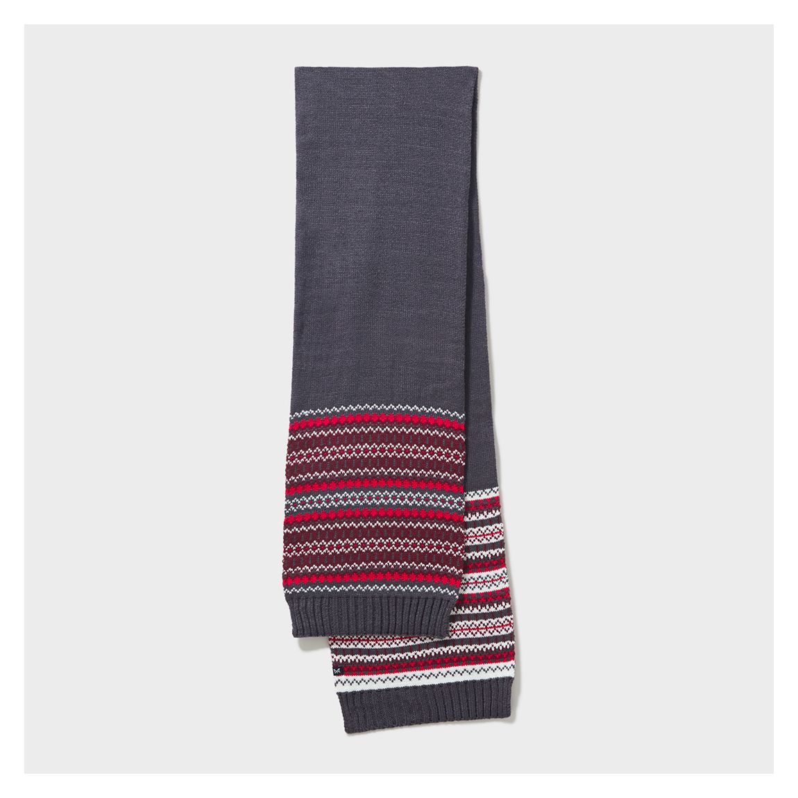 Grey/Red Fairisle Scarf main product photo