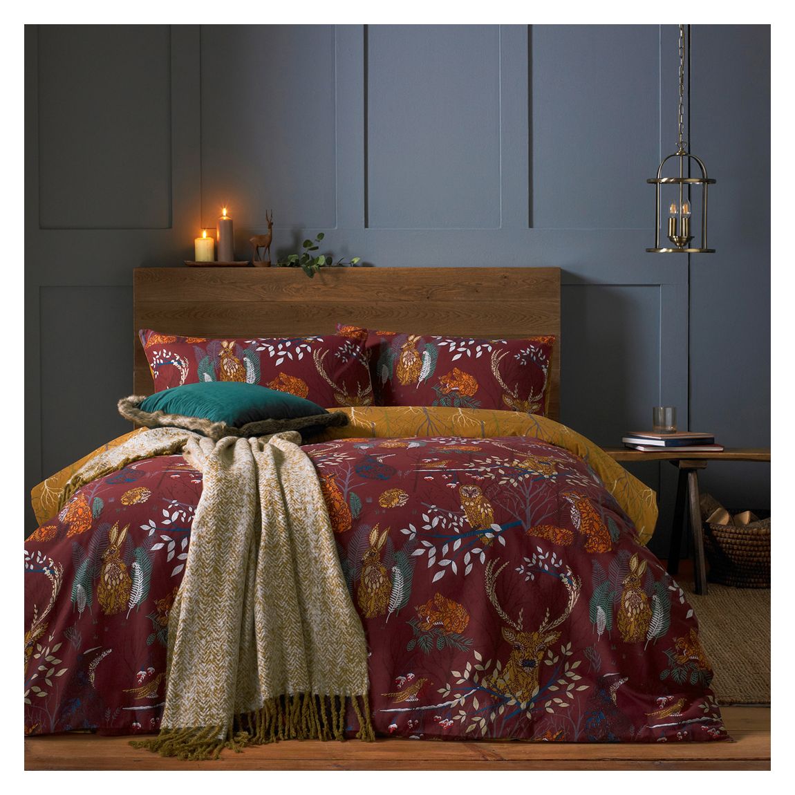 Forest Fauna King Duvet Cover Set, Rust main product photo