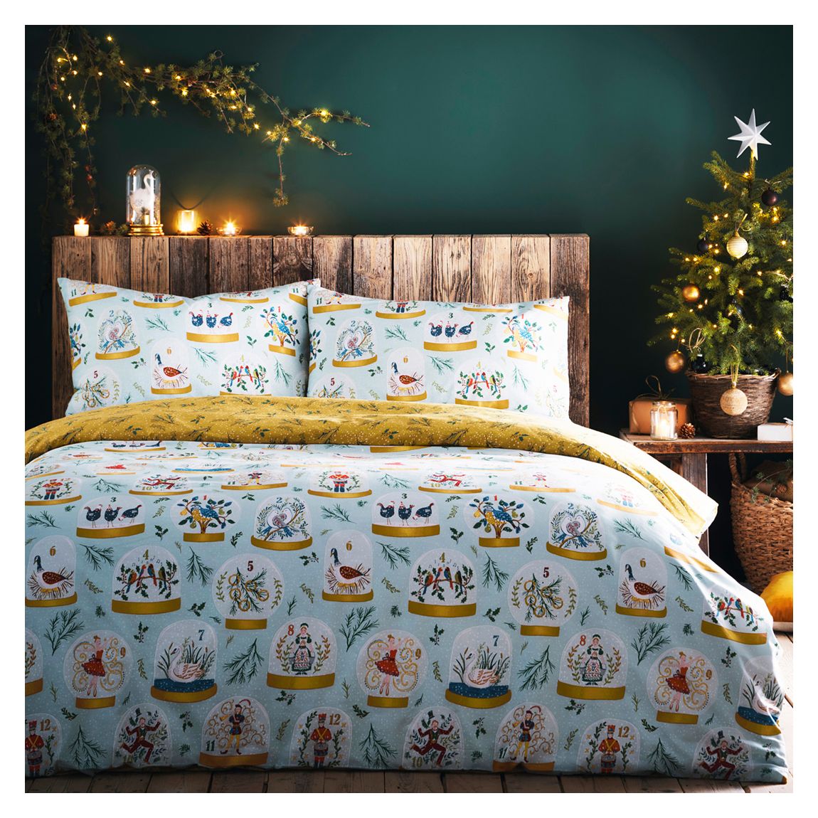 Twelve Days Double Duvet Cover Set, Blue main product photo