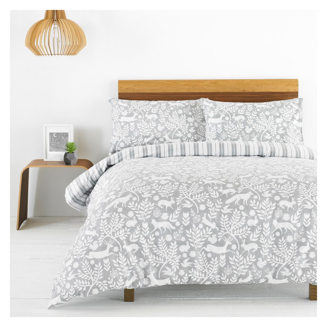 Skandi Woodland Single Duvet Set, Grey main product photo