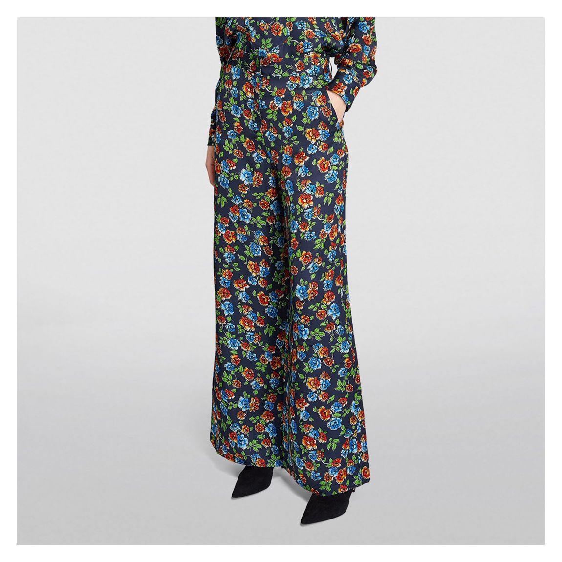 Navy Kabara Floral Wide Leg Trousers main product photo