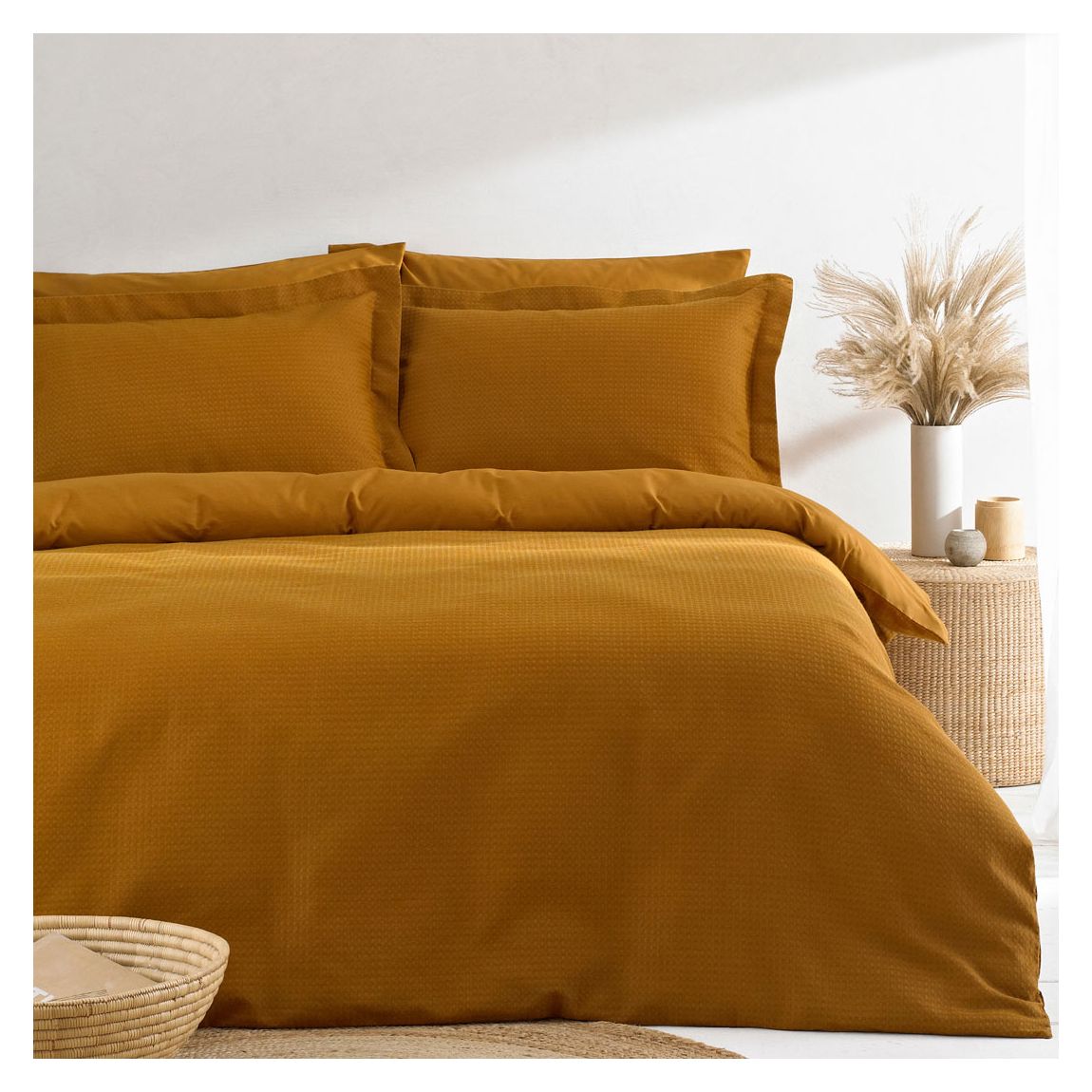 Waffle Double Duvet Cover Set, Ginger main product photo