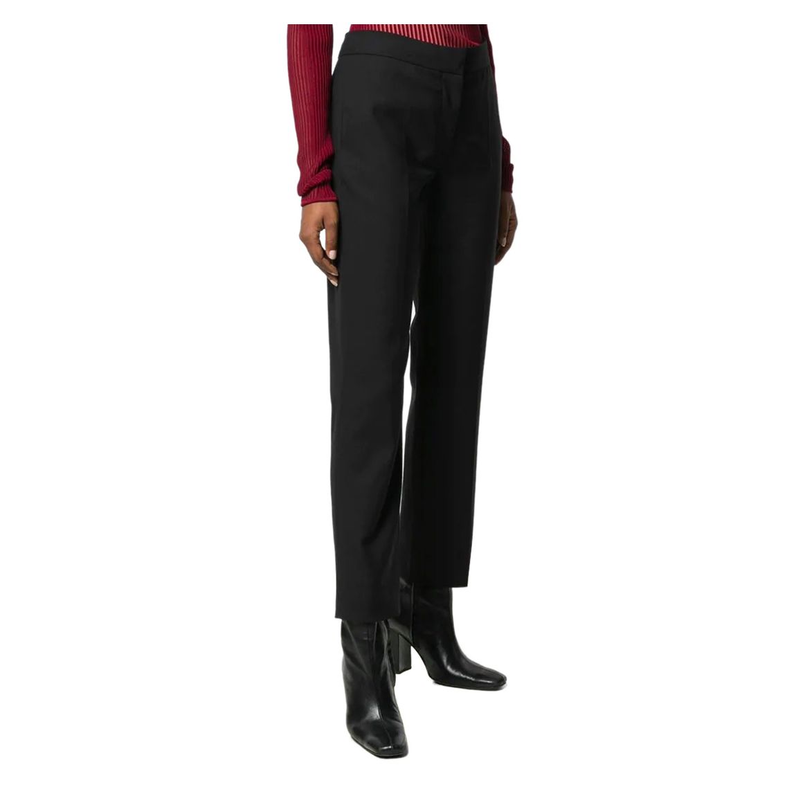 Black Pleat Leg Stretch Trousers main product photo