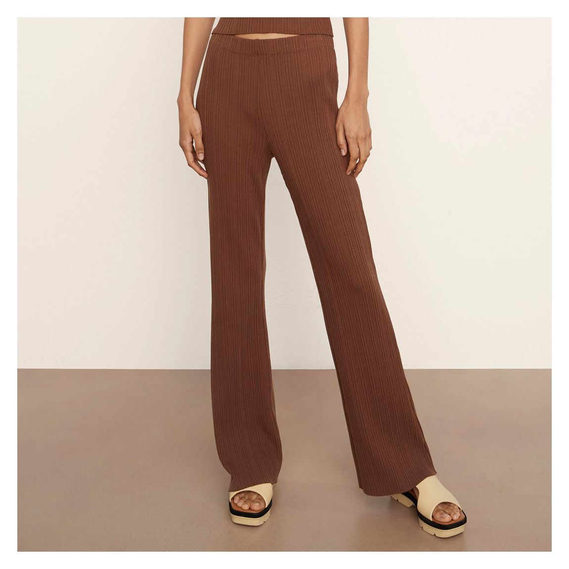 Tan Flare Stretch Trousers main product photo